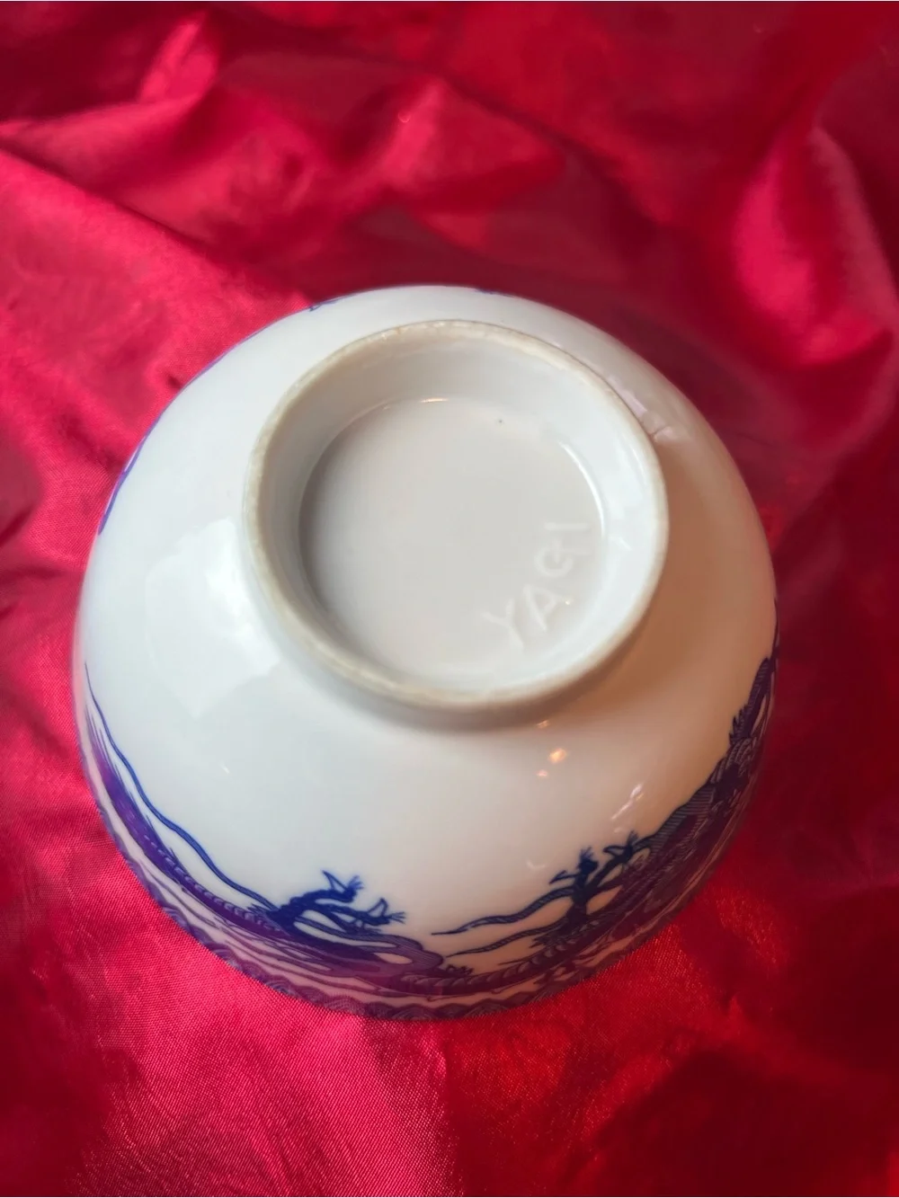 White Porcelain Serving Bowl with Blue Dragon Motif